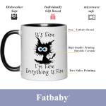 Fatbaby Funny Coffee Mug For Women Men, Humorous Gifts For Coworker Office, It’s Fine Tea Cup 11 OZ