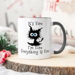 Fatbaby Funny Coffee Mug For Women Men, Humorous Gifts For Coworker Office, It’s Fine Tea Cup 11 OZ