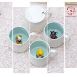 NOSCOMP 3D Animal Cup Coffee Mug Comes With A Cute Inside Creative Morning Mug Animal Cup For Hot And Cold Tea Milk Coffee Perfect For Kids Decorations Best Office Cup (Dog) (Ceramic), 400 ML