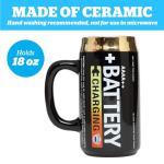 BigMouth Inc Super Charged Funny Coffee Mug, Battery Shaped Cup, Funny Gifts for Coffee Lovers, Large, 18 Ounces