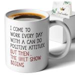 XKZGSZB I Come To Work Every Day With A Can Do Positive Attitude, Funny Work Sarcastic Coffee Mug, Gifts for Friend Bestie Coworker Boss Manager Employer, Coworker Retirement Goodbye Farewell Gifts