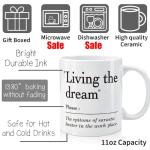Kadiak Funny Office Coffee Mug Gifts for Coworkers - Living the Dream Novelty Offensive Sarcasm Work Mug for Women Men, Office Birthday Mugs Gifts for Colleagues 11oz