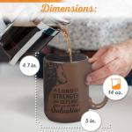 Christian Art Gifts Large Inspirational Ceramic Microwave & Dishwasher Safe Coffee & Tea Scripture Mug for Men & Women: Lord is My Strength Encouraging Bible Verse, Lion Design, Brown & Black, 14 oz.