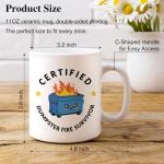 XQLZY Certified Dumpster Fire Survivor Coffee Mug, Dumpster Fire Humor Cup, Humor Joke Sarcastic Gifts for Coworker Work Friends Boss Leader, Promotion New job Gifts for Colleagues