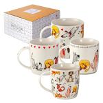 SPOTTED DOG GIFT COMPANY Dog Mugs for Dog Lovers, Coffee Mug Set of 4, Animal Themed Ceramic Tea Cups for Hot Drinks, Microwave & Dishwasher Safe, Cute Kitchen Gifts for Women - 12oz