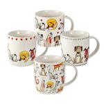 SPOTTED DOG GIFT COMPANY Dog Mugs for Dog Lovers, Coffee Mug Set of 4, Animal Themed Ceramic Tea Cups for Hot Drinks, Microwave & Dishwasher Safe, Cute Kitchen Gifts for Women - 12oz