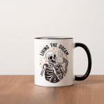 Funny Office Coffee Mug Gifts for Coworkers - Living the Dream Funny Mental Health Skull Offensive Sarcasm Work Gift for Women Men, Office Birthday Mugs Gifts for Colleagues, New Job Mug 11oz