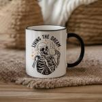 Funny Office Coffee Mug Gifts for Coworkers - Living the Dream Funny Mental Health Skull Offensive Sarcasm Work Gift for Women Men, Office Birthday Mugs Gifts for Colleagues, New Job Mug 11oz