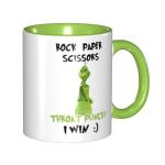 LINKEQICHE Funny Mug Rock Paper Scissors Throat Punch I Win Coffee Mug Gift Coffee Mug Internal And Handle Green 11Oz Mug