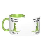 LINKEQICHE Funny Mug Rock Paper Scissors Throat Punch I Win Coffee Mug Gift Coffee Mug Internal And Handle Green 11Oz Mug