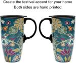 Floral Symphony Green Bird Coffee Mug 17oz