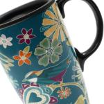 Floral Symphony Green Bird Coffee Mug 17oz