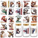 Funny Animals UV DTF Decals - 20 Sheets Cute Cat Chicken Probe UV DTF Cup Wraps for 16 oz Glass Coffee Mug, Pretend I'm A Squirrel Fun Decal Waterproof Transfer Stickers DIY Water Bottle Craft Decor