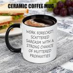 Lxenrra Work Forecast Coffee Mug, Funny Coworker Gifts, Boss Day Gifts for Women and Men, Birthday and Christmas Gift for Coworkers, Employer, Bestfriend, Sarcastic Gag Coffee Mug, 11 Oz