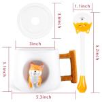 YLOKO Cute Shiba Inu Ceramic Mug wtih Lid and Spoon, 14oz Novelty Coffee Mugs, Cute Dog Cup for Coffee, Tea, Milk, Lovely Gifts for Dog Lovers, Kids, Friends - White