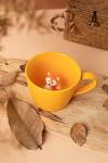 DIHOclub Fox Ceramic Cup Hidden 3D Animal Inside Mug,Cute Cartoon Handmade Figurine Mugs,Holiday and Birthday Gift for Coffee Milk Tea Lovers,12 OZ(Yellow)
