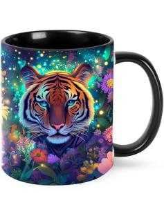 Tiger Coffee Mug for Women Ceramic Tea Cup with Handle Funny Novelty Mugs Porcelain Mug Gift for Office Home 11oz