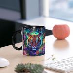 Tiger Coffee Mug for Women Ceramic Tea Cup with Handle Funny Novelty Mugs Porcelain Mug Gift for Office Home 11oz