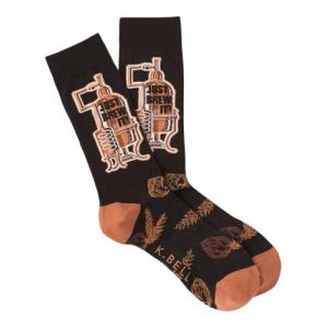 K. Bell Socks Men's Fun Pop Culture Novelty Crew Socks, Just Brew It (Black), Shoe Size: 6-12