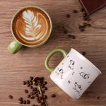 AmorArc 22 OZ Large Ceramic Coffee Mugs Set of 2, Oversized Mugs With Big Handle for Men Women Dad Mom, Big Mug With Textured Dogs Cats Patterns for Office & Home -Microwave Safe, 2 Pcs-Green