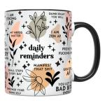 YouNique Sweary Affirmations Coffee Mug, 11 Oz, Self Care & Mindfulness Gift, Mental Health Mug (Black Handle)