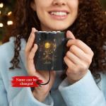 Personalized Coffee Mug With Cosmic Tree, Glowing Celestial Design Cup, Customized Nature Inspired Black Ceramic Cup, Gift For Friends, Custom Name Celestial Themed Mug 11oz 15oz