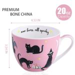 MFoffice Halloween Mugs - 20 oz Bone China Black Cat Coffee Mug with Pumpkin, Cute Spooky Halloween Gifts for Friends and Family, Designed in England by Harvest Green Studio