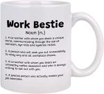 Livinges Work Bestie Mug Work Bestie Gifts For Women Funny Office Mugs, Bestie Mugs Coffee Mug Funny Work Mugs Gifts for Friends Best Coworkers, Employee Favorite Co Worker The Office Bff Mug 11oz