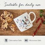 Royal Worcester 14 Oz Duck The Halls Christmas Mug with Duck Design - Fine Bone China Winter Holiday Coffee Mug, Microwave & Dishwasher Safe, Wrendale Designs Festive Holiday Tableware