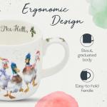 Royal Worcester 14 Oz Duck The Halls Christmas Mug with Duck Design - Fine Bone China Winter Holiday Coffee Mug, Microwave & Dishwasher Safe, Wrendale Designs Festive Holiday Tableware