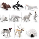 Realistic Polar Animals Model Figurines Toy Arctic Animal Figures Polar Bear Reindeer Seal Wolf Rabbit Arctic Fox Igloo 10PCS