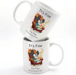 FableKnot It's Fine I'm Fine Everything is Fine Coffee Mug-Dog Mug-Coworker Gifts for Women and Men-Funny Work Mugs-11oz