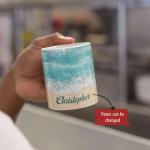 Custom Beach Coffee Mug With Waves Design, Personalized Coastal Seashells Cup, Full Wrap Mug, Nature White Cup, Gift For Beach Lovers, Customized Name Landscape Ceramic Mug 11oz 15oz