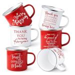 Sieral 6 Pcs Employee Appreciation Gifts, Thank You Gift for Women Men 12 oz Enamel Mugs with Handle for Team Coworkers Teacher Mentor Leaders Friends Thanksgiving Christmas Gifts