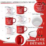Sieral 6 Pcs Employee Appreciation Gifts, Thank You Gift for Women Men 12 oz Enamel Mugs with Handle for Team Coworkers Teacher Mentor Leaders Friends Thanksgiving Christmas Gifts