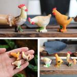 Miniature Farm Animals Figurines Resin Set Animal Figures Chicken Simulation Status Ornament Fairy Garden Dollhouse Accessories