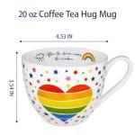 MFoffice Rainbow Heart Coffee Mug, Premium 20 oz Bone China Hug Mug, Inspiring Gift of Hope and Positivity, Perfect for Birthdays, Holidays, and Christmas, Designed in England by Harvest Green Studio
