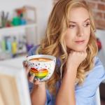 MFoffice Rainbow Heart Coffee Mug, Premium 20 oz Bone China Hug Mug, Inspiring Gift of Hope and Positivity, Perfect for Birthdays, Holidays, and Christmas, Designed in England by Harvest Green Studio