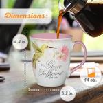 Christian Art Gifts Large Ceramic Inspirational Scripture Coffee & Tea Mug for Women: Grace is Sufficient Silver Bible Verse, Cute Lime Green Hummingbird Novelty Drinkware, White/Pink Floral, 14 oz.