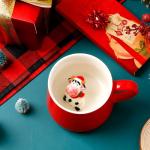 Sliner 3D funny Christmas Mugs with animal inside 13.5 oz Handmade Ceramics Coffee Cup Cute Cartoon Figurine Inside Mugs for Women Men Family Birthday Gifts Hot Cocoa Teacup(Cow)