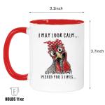 Lxenrra Funny Chicken Rooster Coffee Mug, “I May Look Calm But In My Head I’ve Pecked You 3 Times” Mug, Birthday Christmas Gifts for Women Men, Chicken Lover Farmer Gift, 11 Oz-Red