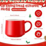 Sliner 3D funny Christmas Mugs with animal inside 13.5 oz Handmade Ceramics Coffee Cup Cute Cartoon Figurine Inside Mugs for Women Men Family Birthday Gifts Hot Cocoa Teacup(Cow)