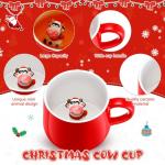 Sliner 3D funny Christmas Mugs with animal inside 13.5 oz Handmade Ceramics Coffee Cup Cute Cartoon Figurine Inside Mugs for Women Men Family Birthday Gifts Hot Cocoa Teacup(Cow)