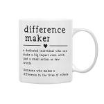 QASHWEY Difference Maker Definition Coffee Mugs - Mentor & Teacher Appreciation Gift, Best Friend Gift - Inspirational Affirmation Mugs, Double Side Printed Ceramic 11 Ounce