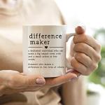 QASHWEY Difference Maker Definition Coffee Mugs - Mentor & Teacher Appreciation Gift, Best Friend Gift - Inspirational Affirmation Mugs, Double Side Printed Ceramic 11 Ounce