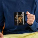 Personalized Glowing Dragonfly Black Mug, Nature Inspired Floral Design Cup, Customized Beautiful Dragonfly Coffee Mug, Gift For Nature Lovers, Custom Name Ceramic Mug 11oz Or 15oz