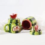Watermelon pig, cute milk mug mug, coffee funny idea, underglaze color
