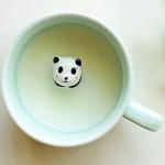 Panda Cup Bottom Animal Stereo Coffee mug, 2Pcs Ceramic Milk Cup with Spoon, Drinking Cup | Unique & Fun Way of Drinking Your Favourite Beverage, 8 oz