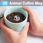 Panda Cup Bottom Animal Stereo Coffee mug, 2Pcs Ceramic Milk Cup with Spoon, Drinking Cup | Unique & Fun Way of Drinking Your Favourite Beverage, 8 oz