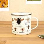 Gift Republic Bee Enamel Mug Outdoor Camping Mug Large Metal Coffee Cup Honeybee Nature Garden Hiking Gift Cute Design Durable Drinking Cup 500ml
